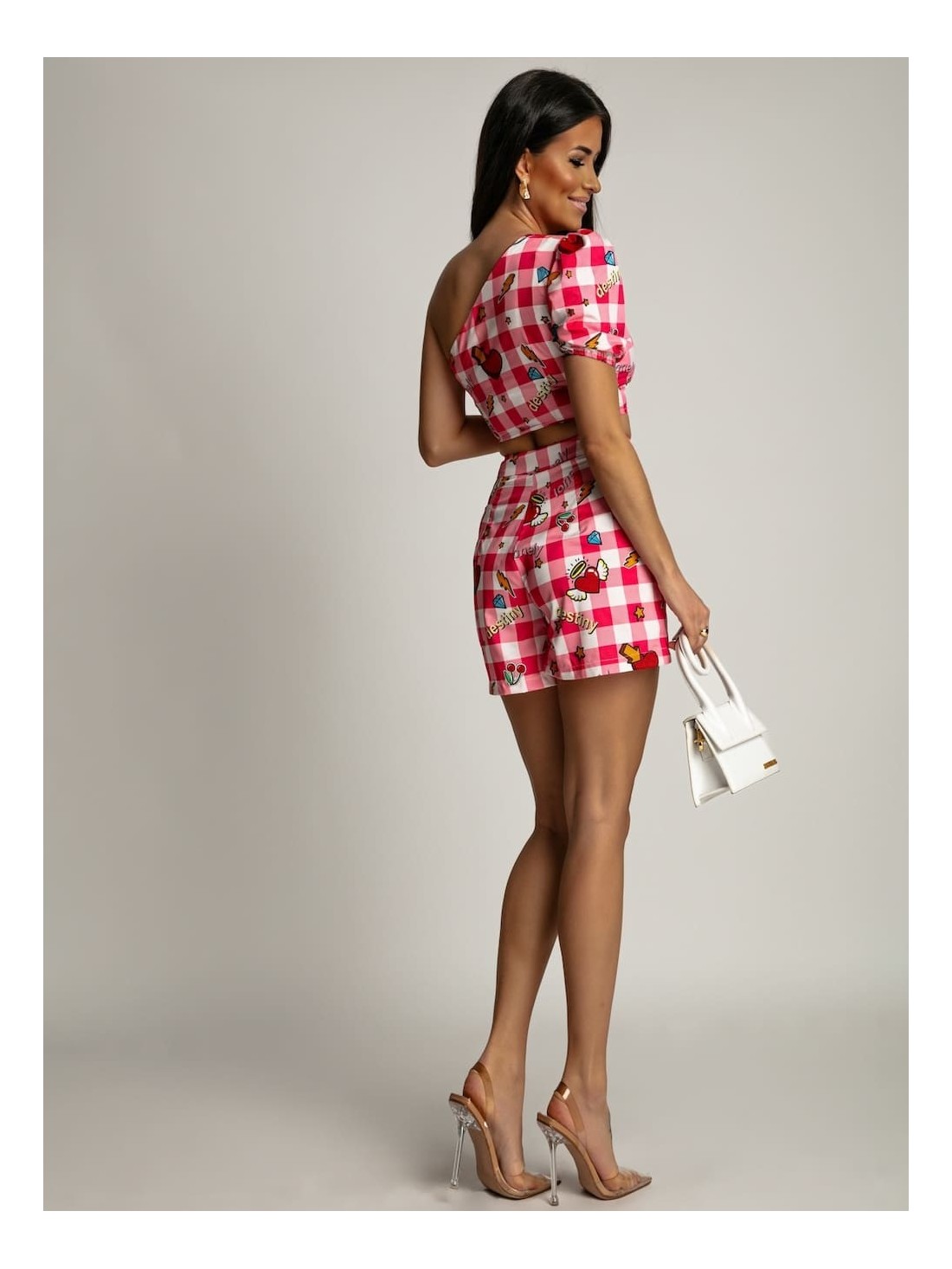 Women\'s checkered summer set, pink 01013 - Online store - Boutique